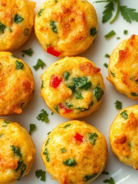 Protein-rich health air fryer recipes: perfectly cooked egg bites with colorful vegetables and herbs made with minimal oil.