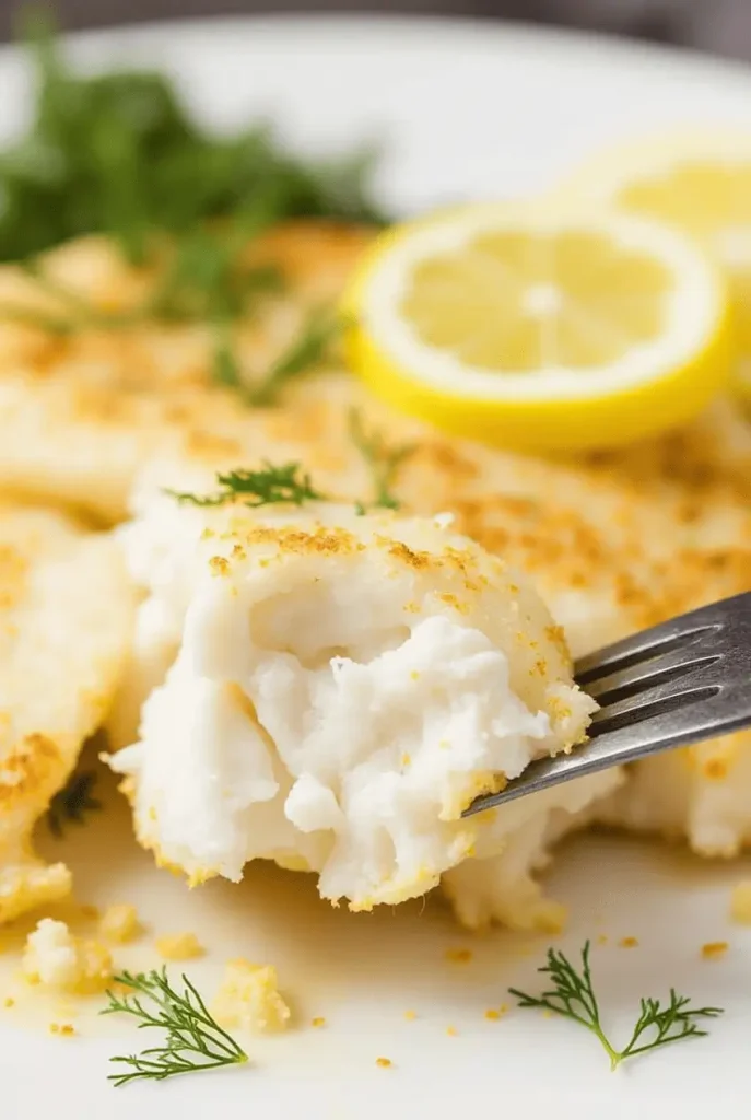 Flaky lemon herb cod air fryer recipe showing perfectly cooked fish with fresh herbs and citrus garnish