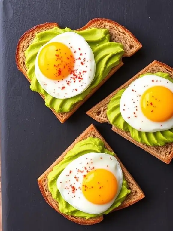 Crispy whole grain toast points with avocado and eggs created using health air fryer recipes for a nutritious breakfast alternative.