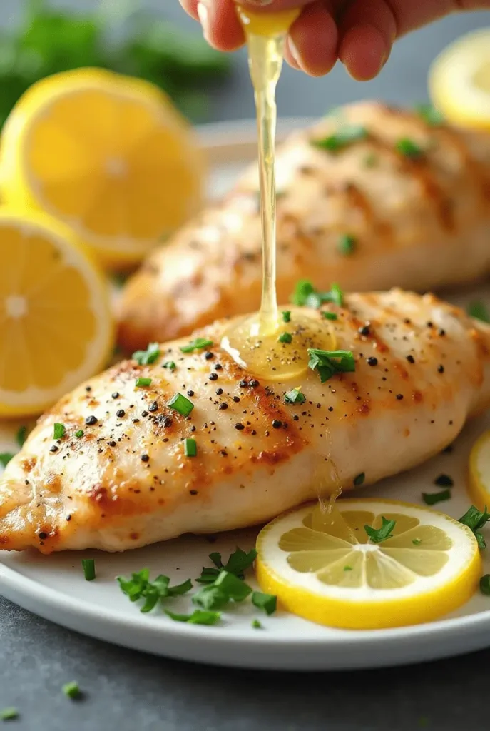 Zesty lemon pepper chicken breasts air fryer recipes with fresh citrus garnish
